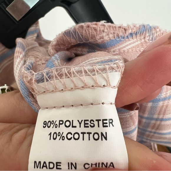 Princess Polly Sunny pink blue plaid high rise flare trouser pants Size 4 Small - Picture 7 of 7